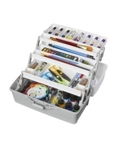 CAJA ALMACENAMIENTO DEFLECTO CON ASA 3 BANDEJAS ESPECIAL MANUALIDADES