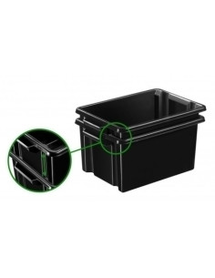 CAJA ALMACENAMIENTO SOSTENIBLE CEP HW048R 485 LITROS APILABLE sin TAPA con 2 ASAS medidas interiores 480x330x280 mm NEGRO