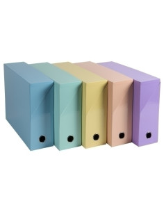 CAJA de TRANSFERENCIAS EXACOMPTA AQUAREL CARTON FORRADO A4 9 cm COLORES SURTIDOS