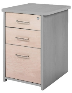 CAJONERA ROCADA 47x60x72 con 2 CAJONES  CARPETERO ESTRUCTURA ALUMINIO FRONTALES HAYA