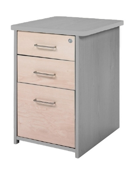 CAJONERA ROCADA 47x60x72 con 2 CAJONES  CARPETERO ESTRUCTURA ALUMINIO FRONTALES HAYA