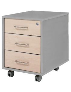 CAJONERA ROCADA con RUEDAS 40x595x58 con 3 CAJONES ESTRUCTURA ALUMINIO FRONTALES HAYA