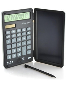 CALCULADORA SOBREMESA OFFICE BOX NOTAS DUAL POWER 12 DIGITOS NEGRO