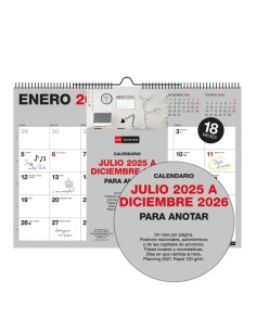 CALENDARIO 2025-26 MIQUELRIUS 18 MESES PARED MENSUAL BASIC PARA ESCRIBIR A3 420x297