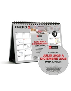 CALENDARIO 2025-26 MIQUELRIUS 18 MESES SOBREMESA MENSUAL BASIC PARA ESCRIBIR A5 210x148
