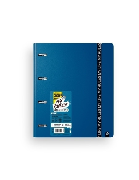 CARCHIVO CARPEBLOCK 360 MY RULES CON RECAMBIO 100H A4 5X5 90GR 4 SEPARADORES PP FOAM DEEP BLUE
