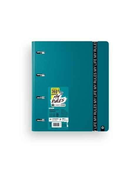 CARCHIVO CARPEBLOCK 360 MY RULES CON RECAMBIO 100H A4 5X5 90GR 4 SEPARADORES PP FOAM DEEP GREEN