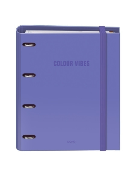CARPEBLOC DOHE COLOUR VIBES A4 4 ANILLAS MIXTAS 35 mm con RECAMBIO 100hj 90gr CUADRIC5x5 MORADO