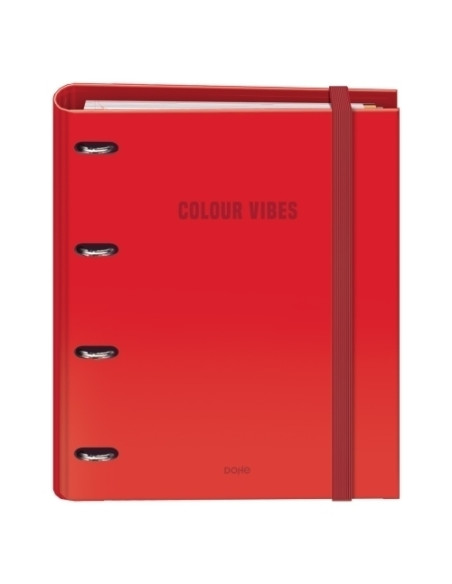 CARPEBLOC DOHE COLOUR VIBES A4 4 ANILLAS MIXTAS 35 mm con RECAMBIO 100hj 90gr CUADRIC5x5 ROJO