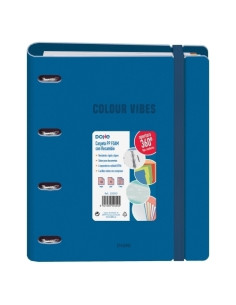 CARPEBLOC DOHE COLOUR VIBES A4 POLYFOAM 4 ANILLAS MIXTAS 35 mm con RECAMBIO 100hj 90gr CUADRIC5x5 AZUL