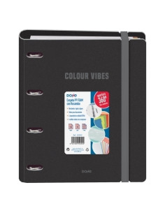 CARPEBLOC DOHE COLOUR VIBES A4 POLYFOAM 4 ANILLAS MIXTAS 35 mm con RECAMBIO 100hj 90gr CUADRIC5x5 NEGRO