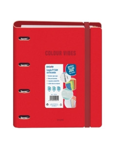 CARPEBLOC DOHE COLOUR VIBES A4 POLYFOAM 4 ANILLAS MIXTAS 35 mm con RECAMBIO 100hj 90gr CUADRIC5x5 ROJO