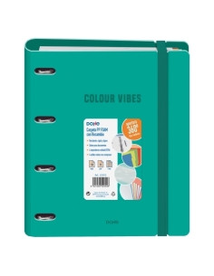 CARPEBLOC DOHE COLOUR VIBES A4 POLYFOAM 4 ANILLAS MIXTAS 35 mm con RECAMBIO 100hj 90gr CUADRIC5x5 VERDE