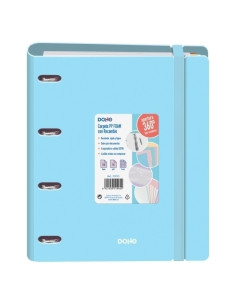 DOHE CARPETA ANILLAS MIXTAS 4X35MM RECAMBIO A4 100H 5X5MM 90GR 4 SEPARADORES POLYFOAM AZUL PASTEL