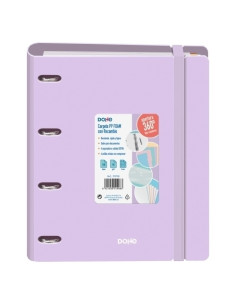 DOHE CARPETA ANILLAS MIXTAS 4X35MM RECAMBIO A4 100H 5X5MM 90GR 4 SEPARADORES POLYFOAM MORADO PASTEL