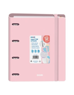 DOHE CARPETA ANILLAS MIXTAS 4X35MM RECAMBIO A4 100H 5X5MM 90GR 4 SEPARADORES POLYFOAM ROSA PASTEL
