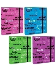 CARPEBLOC MARIOLA UNI 4 an40mm  con REC 100 hj CUADRIC4x4 90g SURTIDO FRASES  EXPOSITOR DE 10