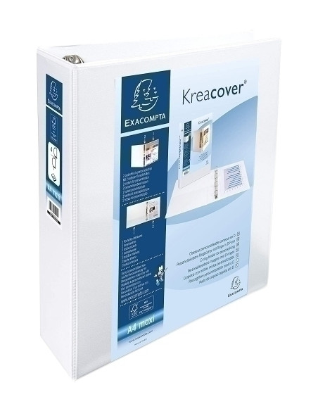 CARPETA CANGURO KREACOVER PP A4 4 anMIXTAS 60mm BLANCO
