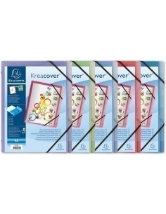 CARPETA CLASIFICADORA EXACOMPTA KREA COVER PERSONALIZABLE PP A4 8 DPTOS con GOMAS y SOLAPAS SURTIDO