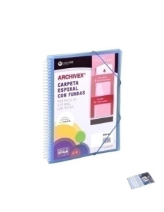 CARCHIVO CARPETA ARCHIVEX-STAR ESPIRAL PP EXTRA 80 FUNDAS A4 CSOBRE CIERRE CGOMAS AZUL