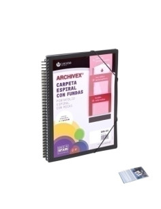 CARCHIVO CARPETA ARCHIVEX-STAR ESPIRAL PP EXTRA 80 FUNDAS A4 CSOBRE CIERRE CGOMAS NEGRO