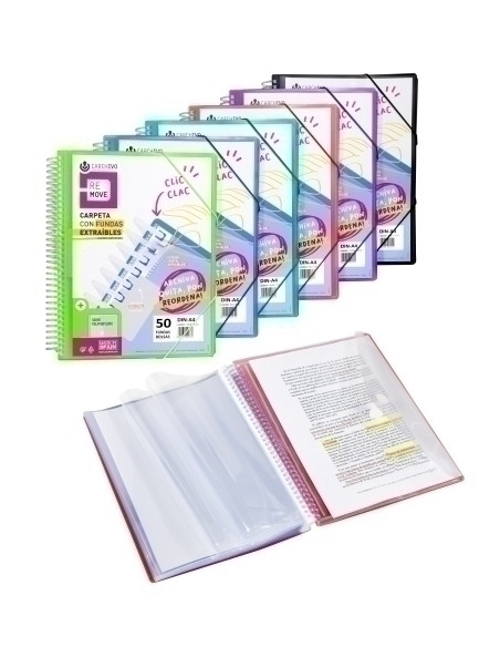 CARPETA FUNDAS TARIFARIO CARCHIVO REMOVE ESPIRAL PP A4 CANGURO con GOMA 30 F EXTRAIBLES VIOLETA