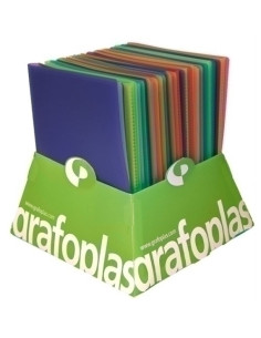 GRAFOPLÁS CARPETA CON FUNDAS POLIPLÁS SOLDADAS FOLIO PP SEMIRÍGIDO TRANSLÚCIDO CSURTIDOS EXPOSITOR 20 UD