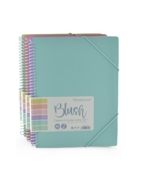 CARPETA FUNDAS TARIFARIO OFFICE BOX ESPIRAL PP A4 BLUSH 20 F SURTIDO 4 Colores