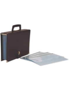 CARPETA FUNDAS TARIFARIO PARDO PVC para CUADERNILLOS 335x245mm MALETIN con ASA NEGRO