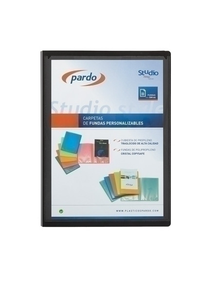 CARPETA FUNDAS TARIFARIO PARDO STUDIO STYLE PERSONALIZABLE PP A4 10 F NEGRO