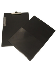 CARPETA con PINZA PORTABLOCS SARO PVC F con BOLSILLO y PORTABOLIG NEGRO