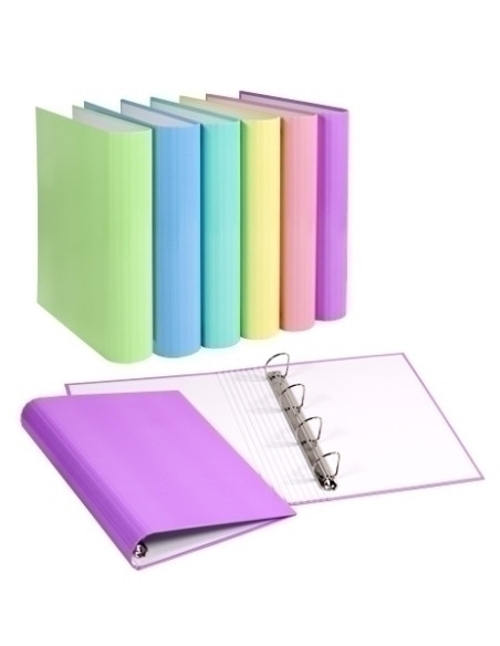 CARPETA de ANILLAS CARCHIVO SOFT CARTON PLASTIFICADO BRILLO A4 4 anMIXTA 40mm SURTIDO 6 col