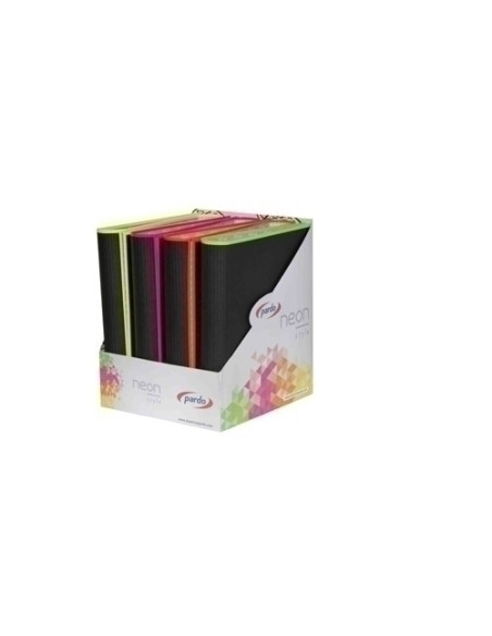 CARPETA de ANILLAS PARDO BORDE NEON CARTON FORRADO F 4 an 40mm CURVO NARANJA