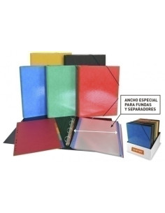 CARPETA de ANILLAS SENFORT ANCHO ESPECIAL CARTON FORRADO F 4 an30mm SURTIDO EXPOSITOR DE 10