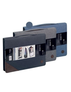 CARPETA de CONGRESOS CARCHIVO VENTURE F 4 anREDONDAS 20mm con CREMALLERA y ASA AZUL