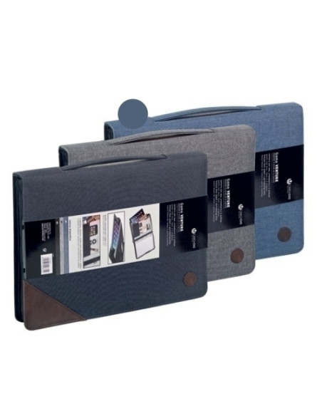 CARPETA de CONGRESOS CARCHIVO VENTURE F 4 anREDONDAS 20mm con CREMALLERA y ASA AZUL