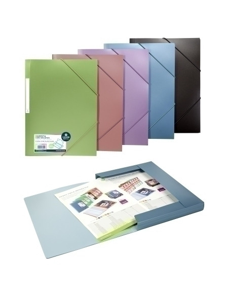 CARPETA de GOMAS y SOLAPAS CARCHIVO METAL POLIPROPILENO F EXPOSITOR de 30