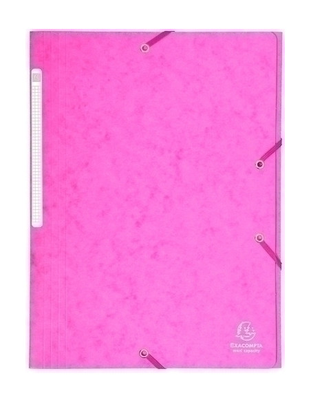 CARPETA de GOMAS y SOLAPAS EXACOMPTA MAXI CARTON A4 con ETIQUETA FUCSIA