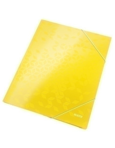 CARPETA de GOMAS y SOLAPAS LEITZ WOW CARTON PLASTIFICADO A4 AMARILLO