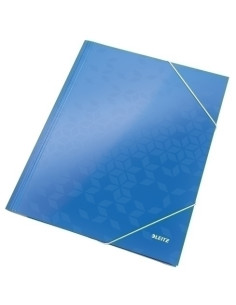 CARPETA de GOMAS y SOLAPAS LEITZ WOW CARTON PLASTIFICADO A4 AZUL