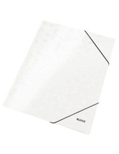CARPETA de GOMAS y SOLAPAS LEITZ WOW CARTON PLASTIFICADO A4 BLANCO
