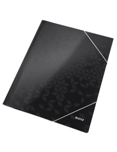 CARPETA de GOMAS y SOLAPAS LEITZ WOW CARTON PLASTIFICADO A4 NEGRO