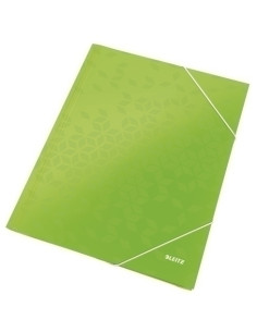 CARPETA de GOMAS y SOLAPAS LEITZ WOW CARTON PLASTIFICADO A4 VERDE