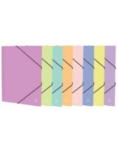 CARPETA de GOMAS y SOLAPAS MARIOLA PASTEL CARTON FORRADO F EXPOSITOR DE 24 8 col