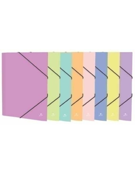 CARPETA de GOMAS y SOLAPAS MARIOLA PASTEL CARTON FORRADO F EXPOSITOR DE 24 8 col