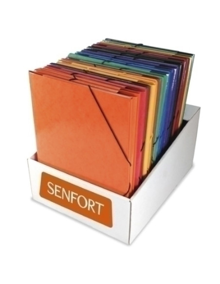 CARPETA de GOMAS y SOLAPAS SENFORT LASER CARTON PLASTIFICADO BRILLO F SURTIDO EXPOSITOR DE 24