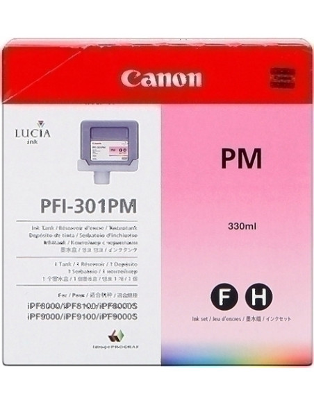 CARTUCHO INKJET CANON PFI-301PM IMAGEPROGRAF iPF8000iPF8000SiPF9000 MAGENTA PIGMENTADO 330 ML 1491B001AA