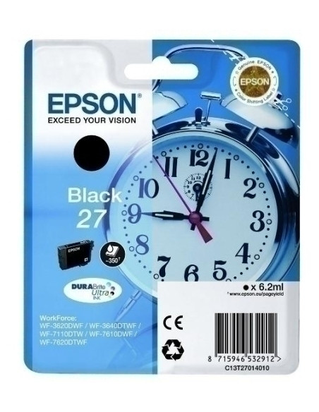 CARTUCHO INKJET EPSON T270140 N27 WORKFORCE WF-3620DWF3620DWF3640DTWF7110DTW7610DWF7620DTWF NEGRO 62ML