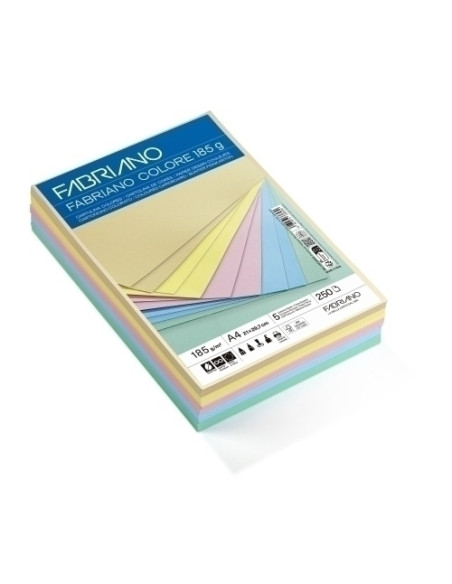 CARTULINA A4 FABRIANO COLORE 185g PAQUETE DE 250 COLORES PASTEL