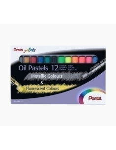 CERAS PENTEL OIL PASTEL METALICOSFLUORESCENTES ESTUCHE DE 12